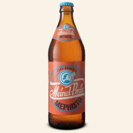Eine Euro-Bierflasche 500 ml mit einem roten Etikett.